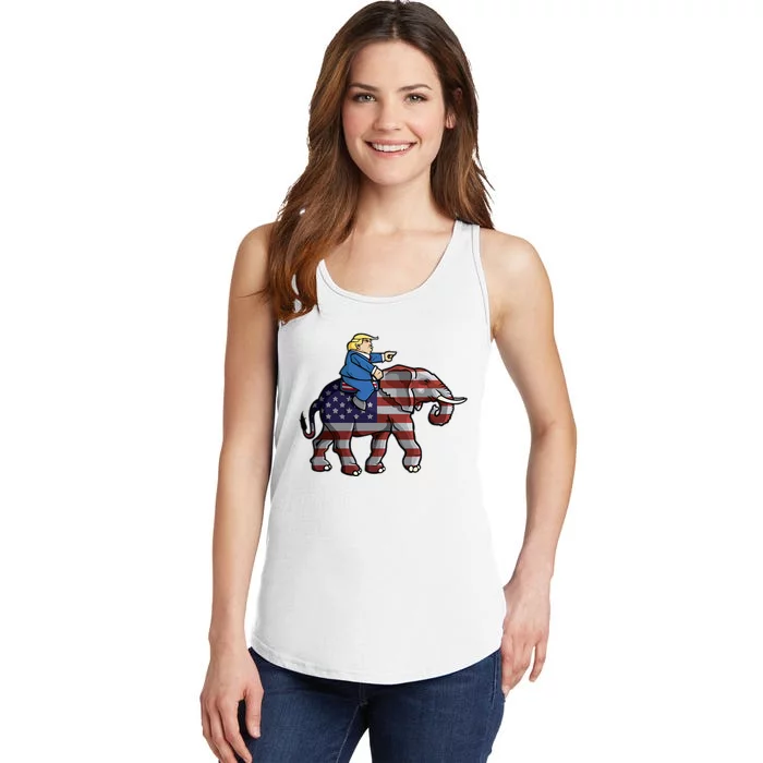 Donald Trump Riding Elephant Republicans Gift Ladies Essential Tank