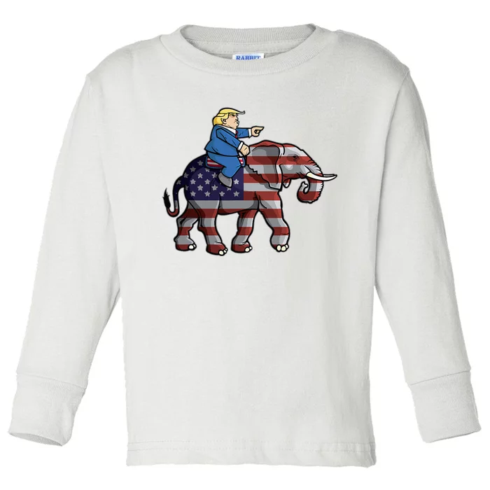 Donald Trump Riding Elephant Republicans Gift Toddler Long Sleeve Shirt