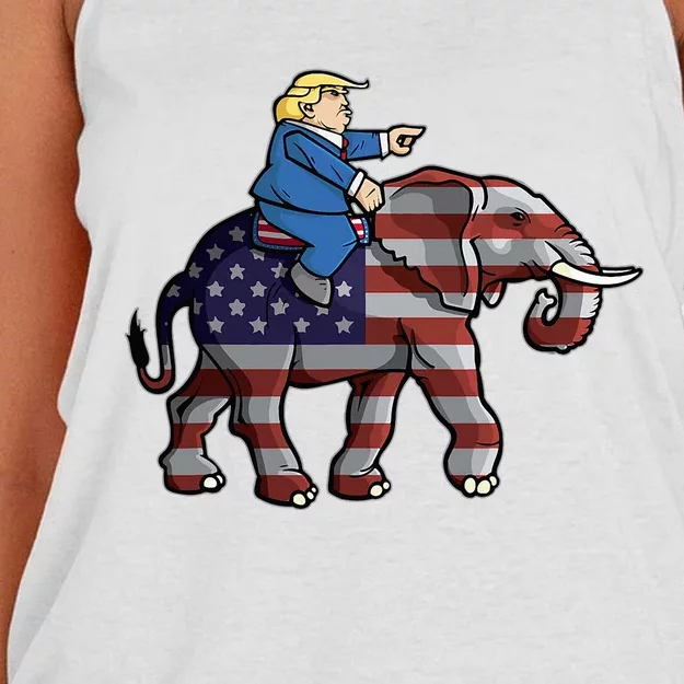 Donald Trump Riding Elephant Republicans Gift Women's Knotted Racerback Tank