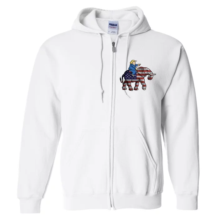 Donald Trump Riding Elephant Republicans Gift Full Zip Hoodie