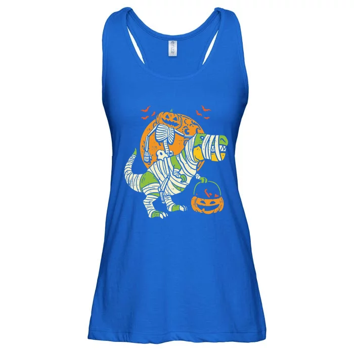 Dinosaur T Rex Skeleton Pumpkin With Moon Halloween Costume Cool Gift Ladies Essential Flowy Tank