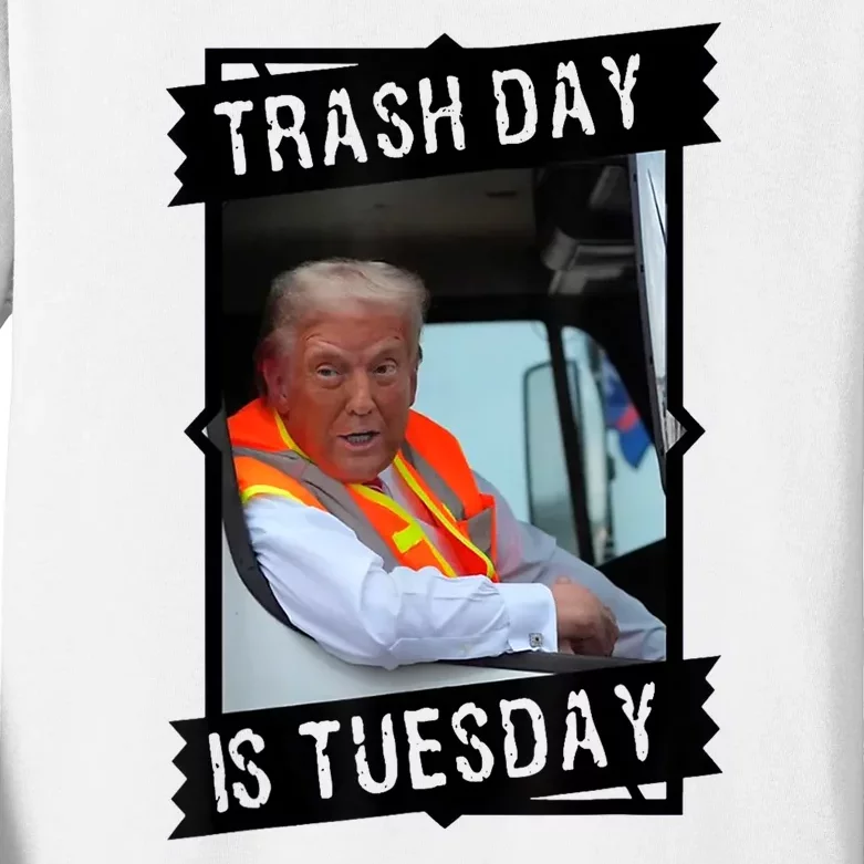 Donald Trump Rides In Garbage Truck Kids Long Sleeve Shirt