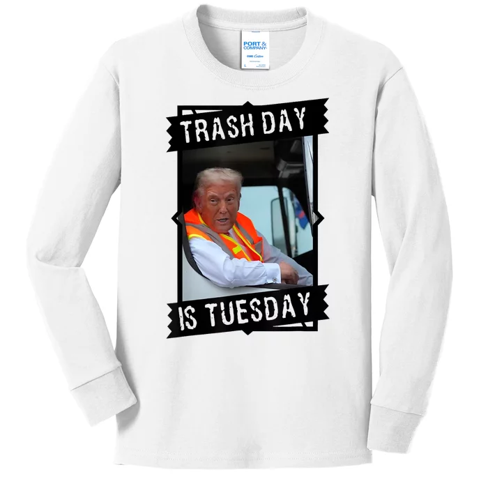 Donald Trump Rides In Garbage Truck Kids Long Sleeve Shirt