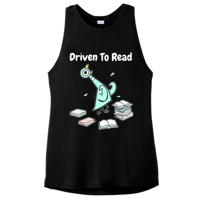 Driven To Read Pigeon Library Reading Books Reader Funny Ladies Tri-Blend Wicking Tank