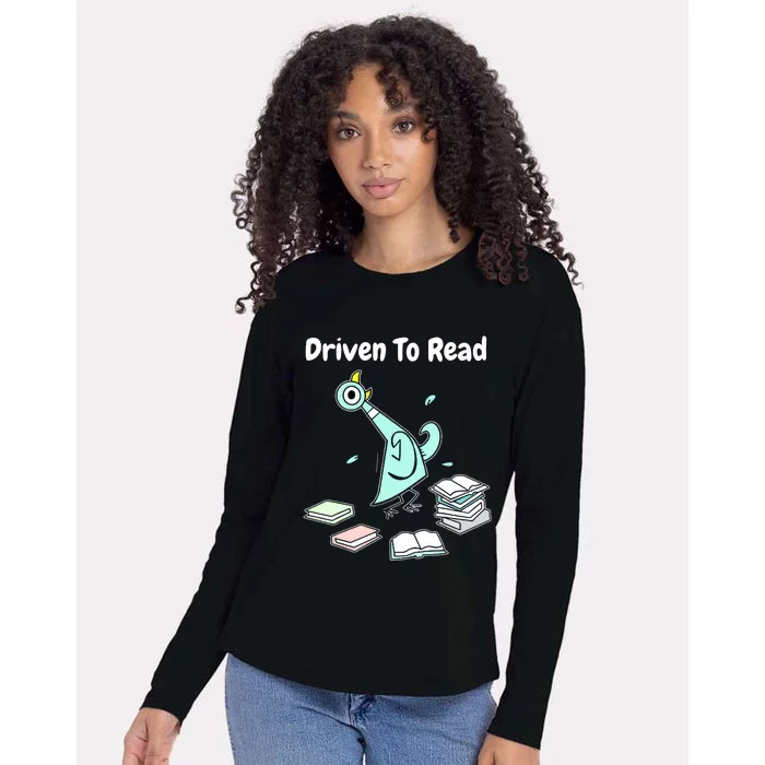 Driven To Read Pigeon Library Reading Books Reader Funny Womens Cotton Relaxed Long Sleeve T-Shirt