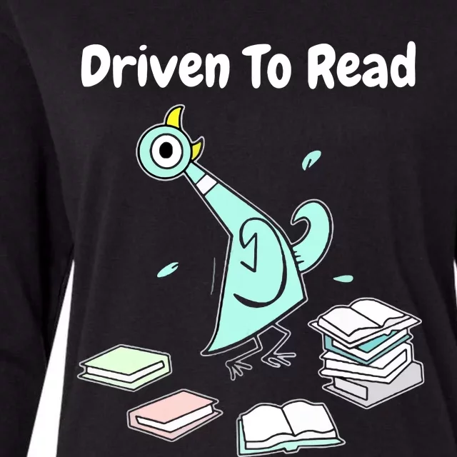 Driven To Read Pigeon Library Reading Books Reader Funny Womens Cotton Relaxed Long Sleeve T-Shirt