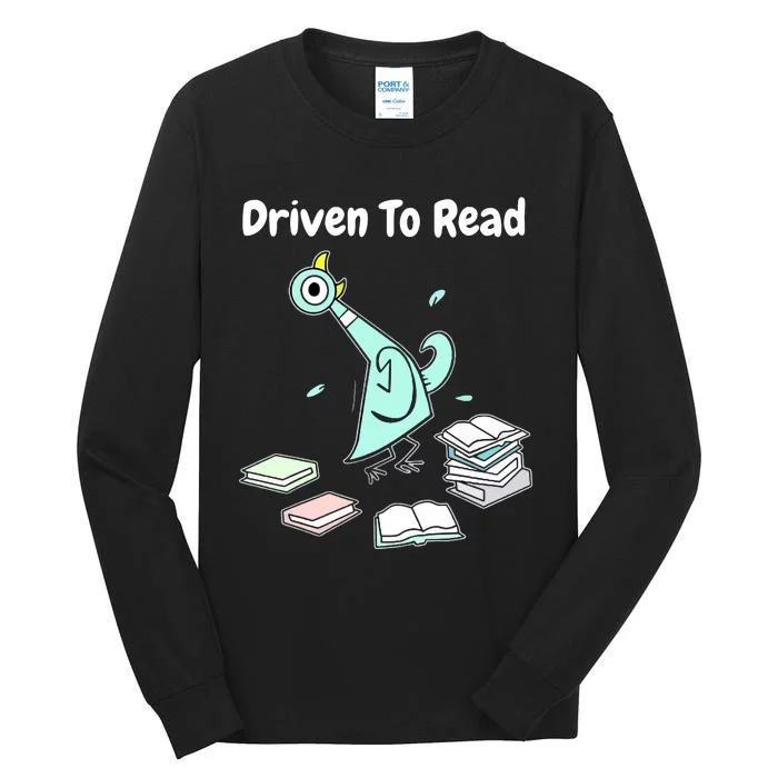 Driven To Read Pigeon Library Reading Books Reader Funny Tall Long Sleeve T-Shirt