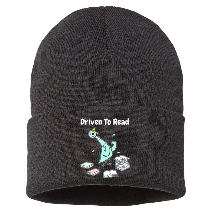 Driven To Read Pigeon Library Reading Books Reader Funny Sustainable Knit Beanie