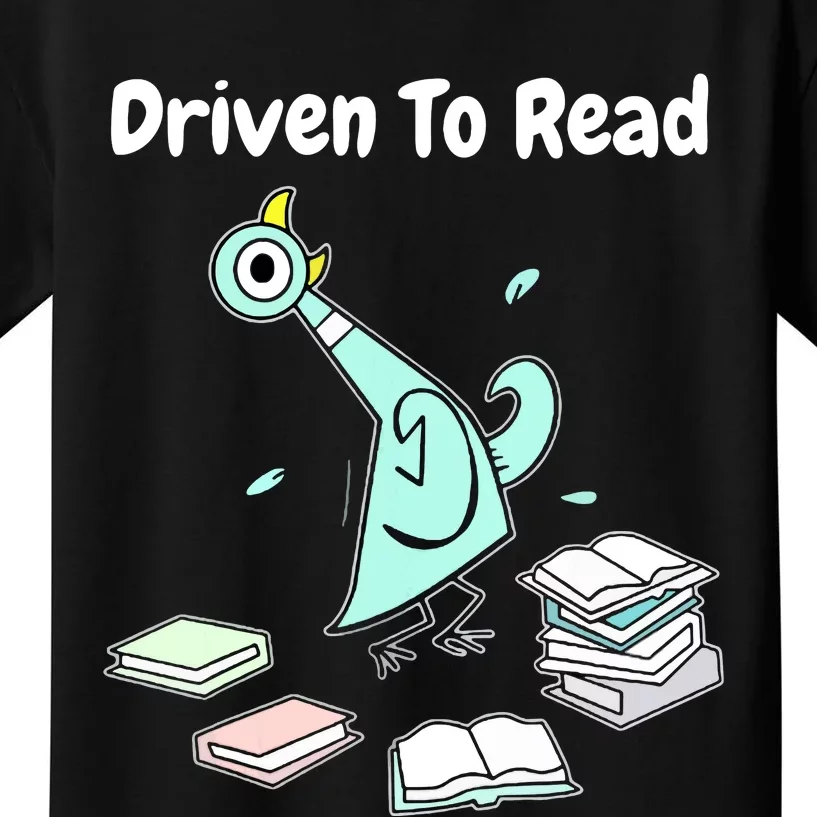 Driven To Read Pigeon Library Reading Books Reader Funny Kids T-Shirt