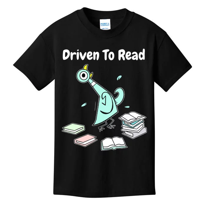 Driven To Read Pigeon Library Reading Books Reader Funny Kids T-Shirt