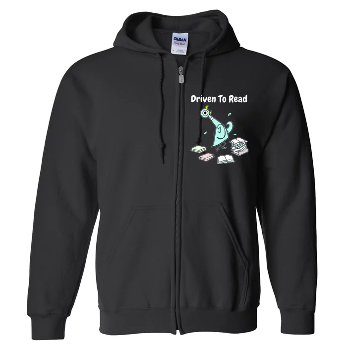 Driven To Read Pigeon Library Reading Books Reader Funny Full Zip Hoodie