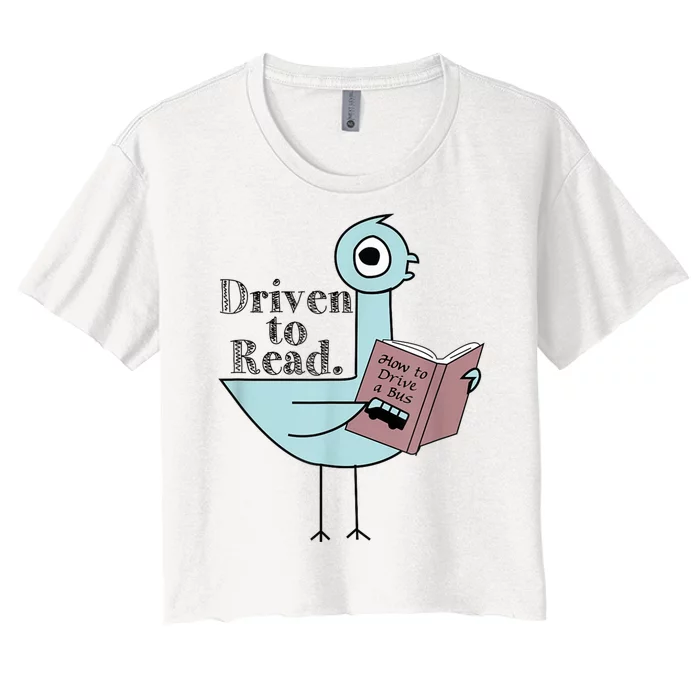 Driven To Read Pigeon Library Reading Books Readers Women's Crop Top Tee