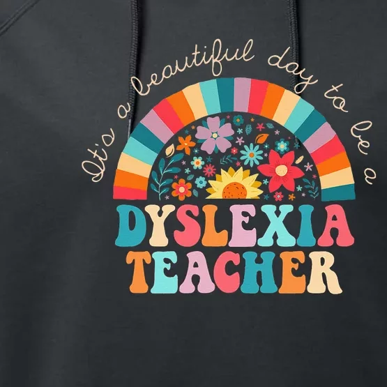 Dyslexia Teacher Retro Dyslexia SPED Therapist Rainbow Performance Fleece Hoodie