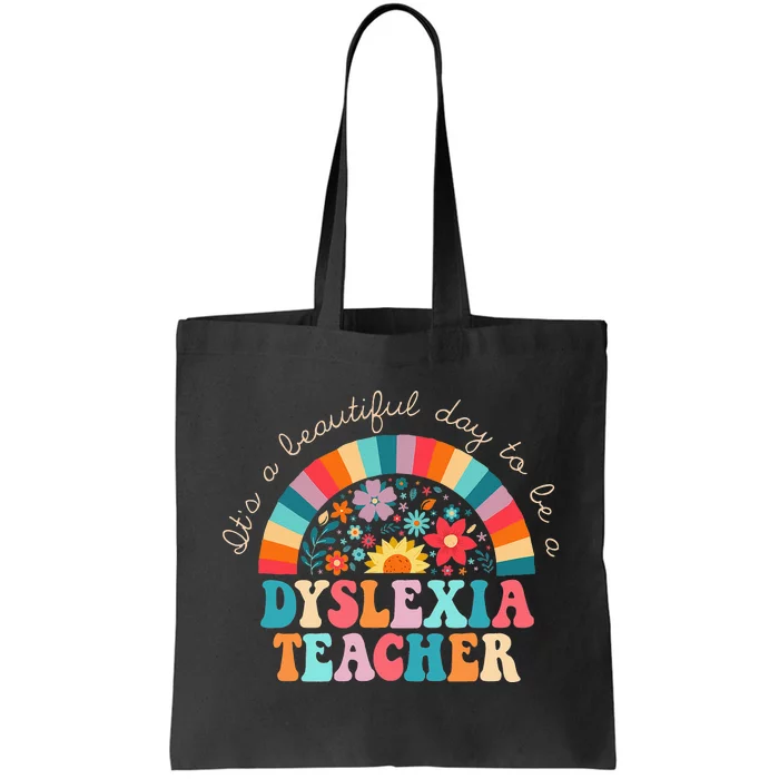 Dyslexia Teacher Retro Dyslexia SPED Therapist Rainbow Tote Bag