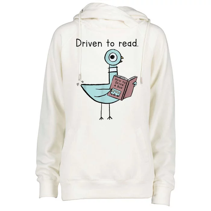 Driven To Read Pigeon Library Reading Books Readers Womens Funnel Neck Pullover Hood