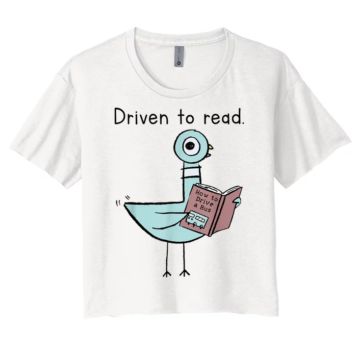 Driven To Read Pigeon Library Reading Books Readers Women's Crop Top Tee