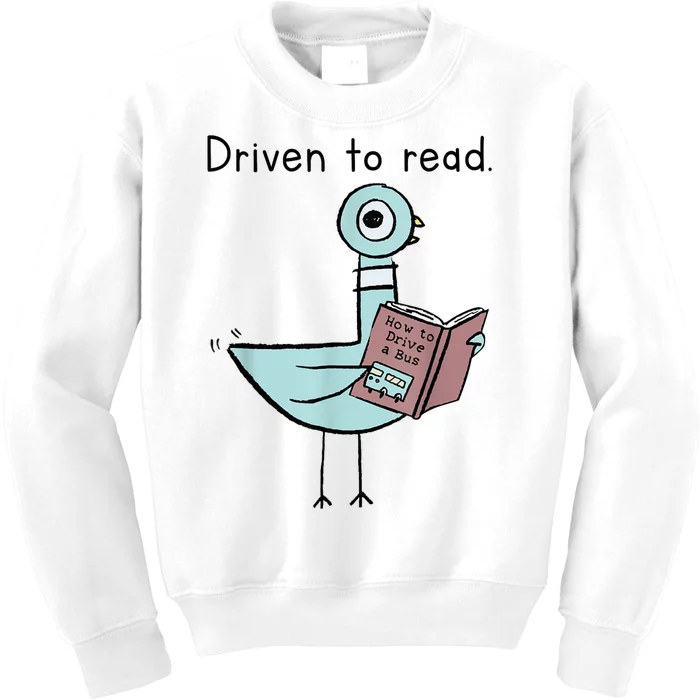 Driven To Read Pigeon Library Reading Books Readers Kids Sweatshirt