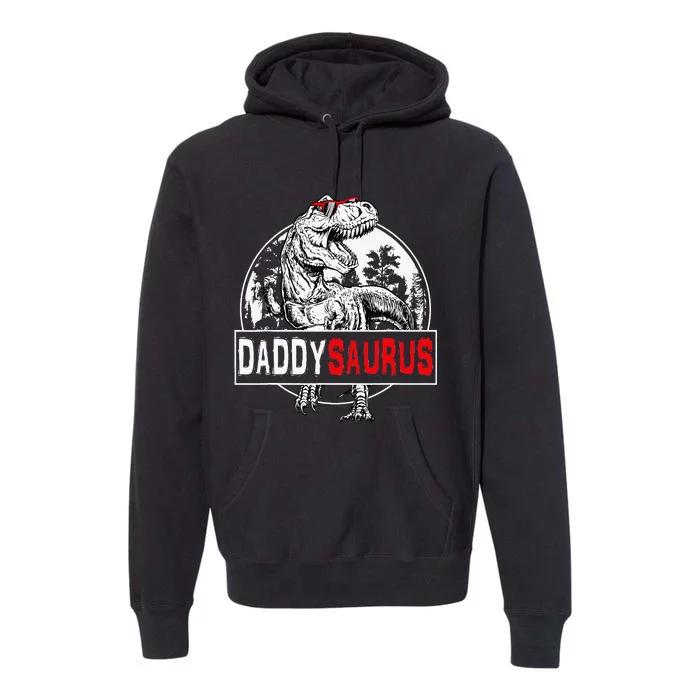 Daddysaurus T Rex Dinosaur Funny DaddySaurus Family Matching Premium Hoodie