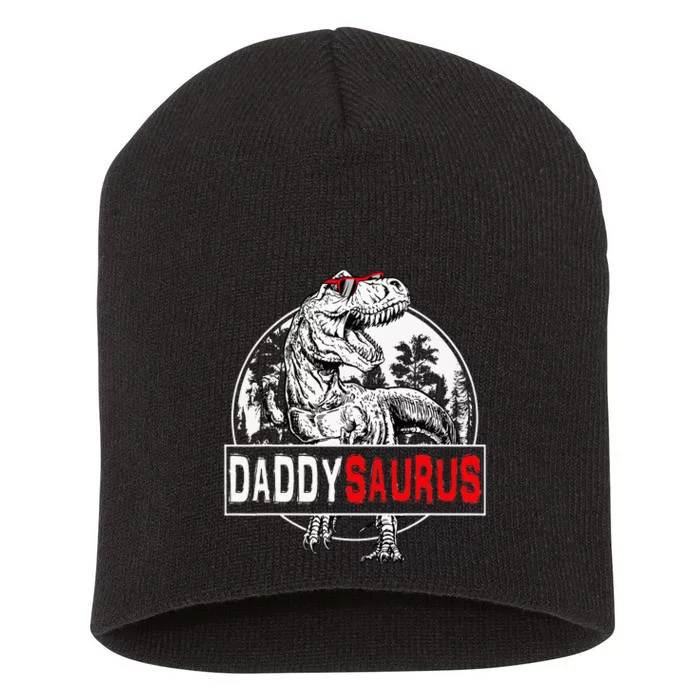 Daddysaurus T Rex Dinosaur Funny DaddySaurus Family Matching Short Acrylic Beanie