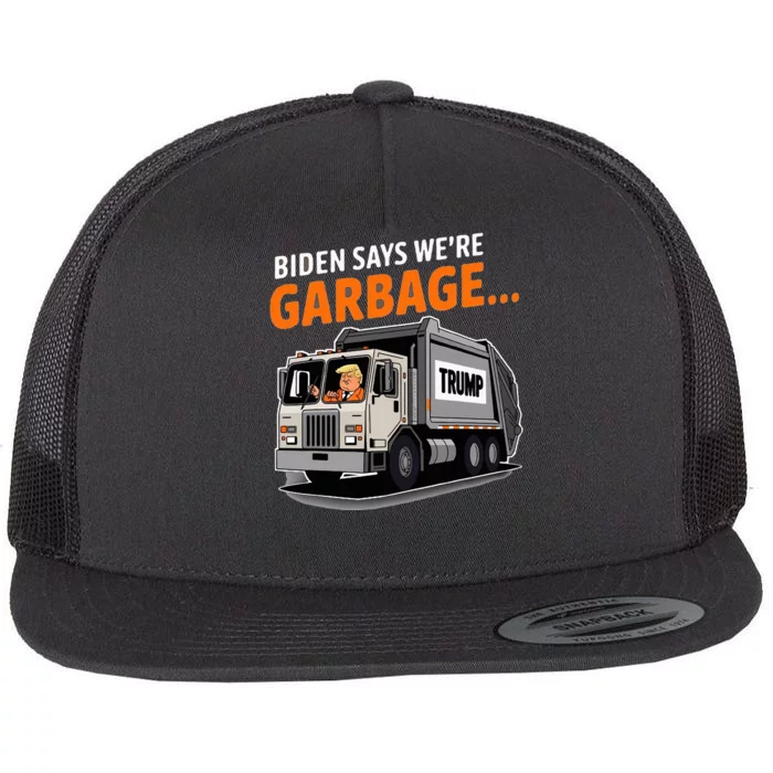 Donald Trump Rides In Garbage Truck Flat Bill Trucker Hat