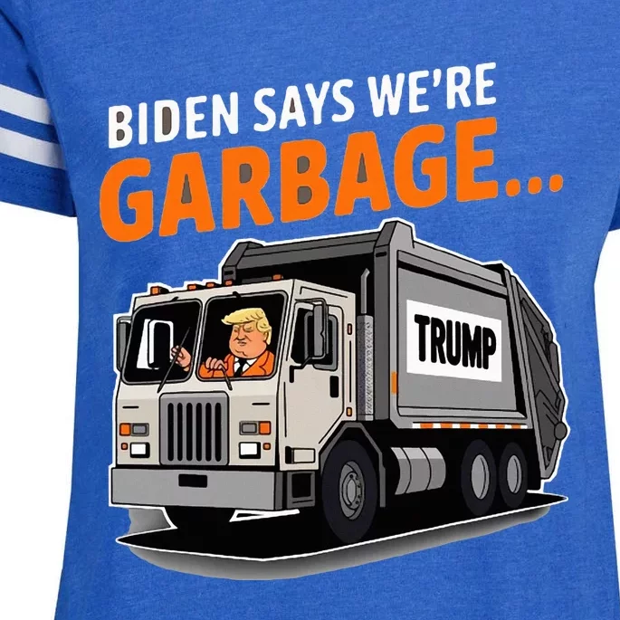 Donald Trump Rides In Garbage Truck Enza Ladies Jersey Football T-Shirt