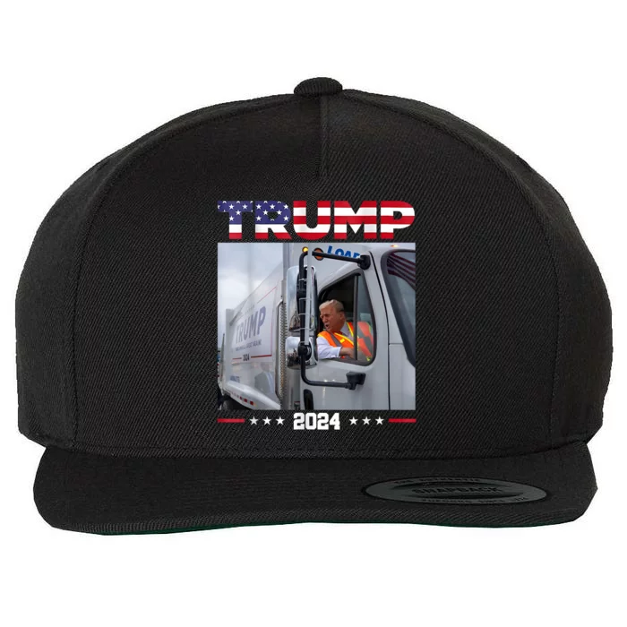 Donald Trump Rides Garbage Truck Garbage Truck Trump 2024 Wool Snapback Cap