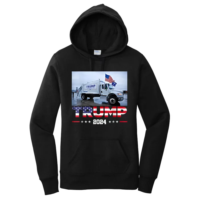 Donald Trump Rides Garbage Truck Garbage Truck Trump 2024 Women's Pullover Hoodie