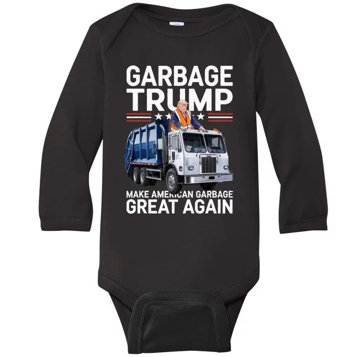 Donald Trump Rides In Garbage Truck Baby Long Sleeve Bodysuit