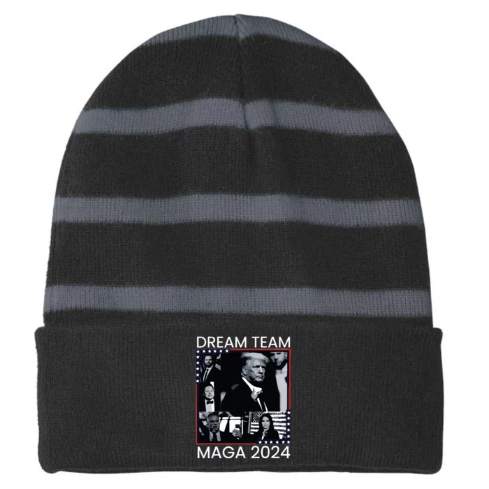 Dream Team Republican Trump Vance 2024 Striped Beanie with Solid Band