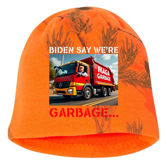 Donald Trump Rides In Garbage Truck Kati - Camo Knit Beanie