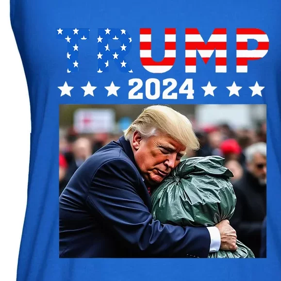 Donald Trump Rides In Garbage Truck Garbage Trump Ladies Essential Flowy Tank