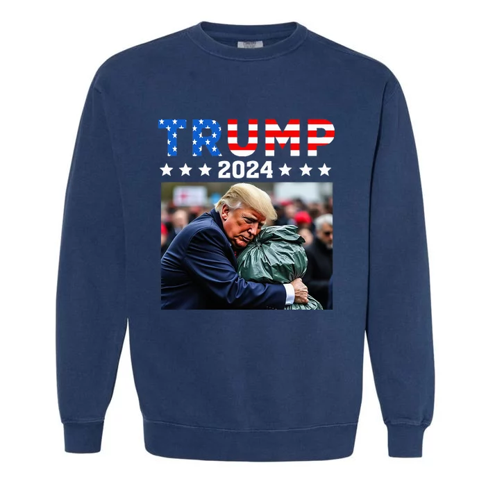 Donald Trump Rides In Garbage Truck Garbage Trump Garment-Dyed Sweatshirt