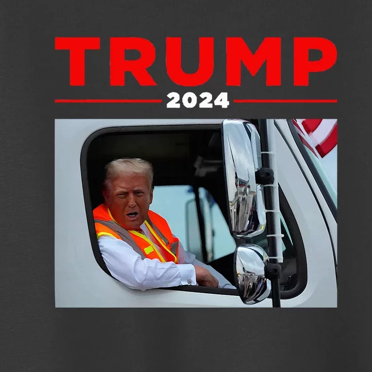 Donald Trump Rides In Garbage Truck Garbage Trump Toddler T-Shirt