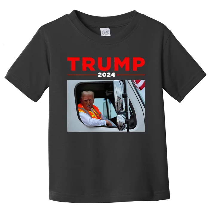 Donald Trump Rides In Garbage Truck Garbage Trump Toddler T-Shirt