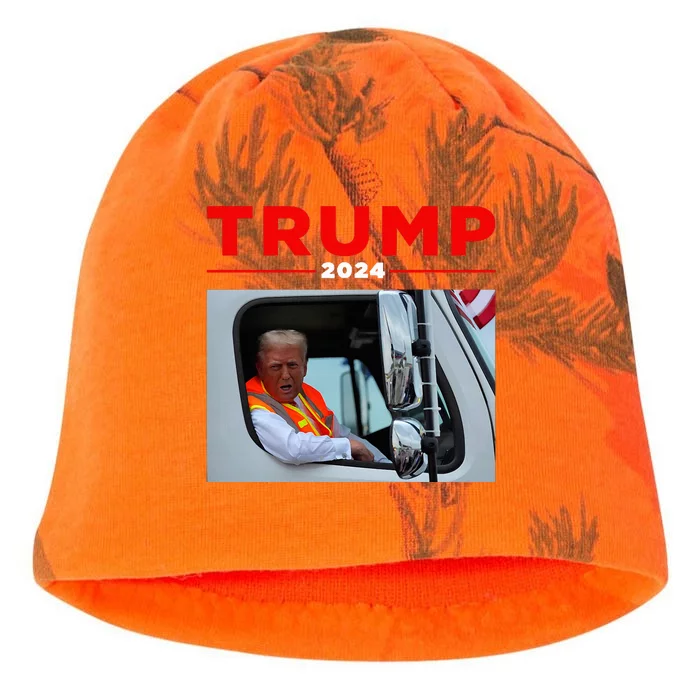 Donald Trump Rides In Garbage Truck Garbage Trump Kati - Camo Knit Beanie