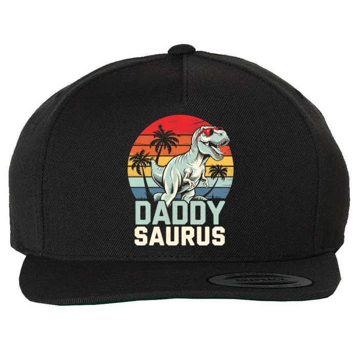 Daddysaurus T Rex Dinosaur Dad Father Saurus Family Meaningful Gift Wool Snapback Cap