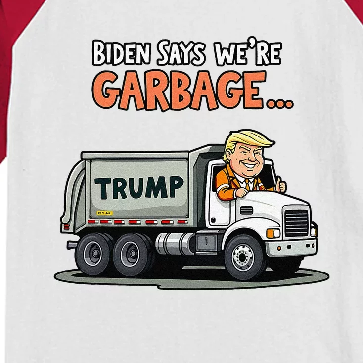 Donald Trump Rides In Garbage Truck Kids Colorblock Raglan Jersey