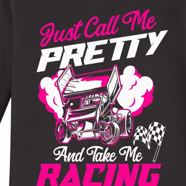 Dirt Track Racing Race Sprint Car Girlfriend Girl Grandma Baby Long Sleeve Bodysuit