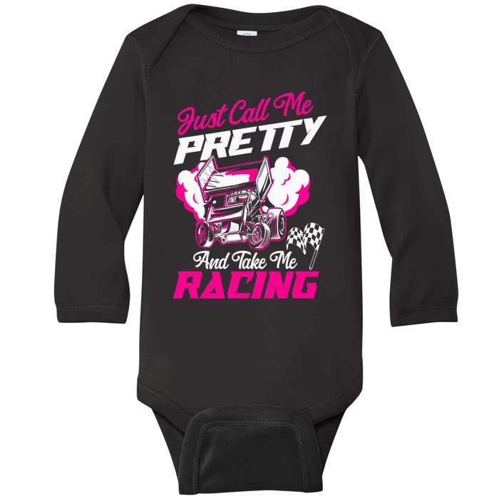 Dirt Track Racing Race Sprint Car Girlfriend Girl Grandma Baby Long Sleeve Bodysuit