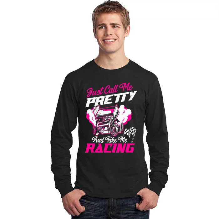 Dirt Track Racing Race Sprint Car Girlfriend Girl Grandma Tall Long Sleeve T-Shirt