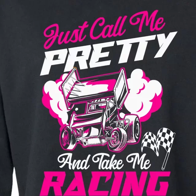 Dirt Track Racing Race Sprint Car Girlfriend Girl Grandma Cropped Pullover Crew