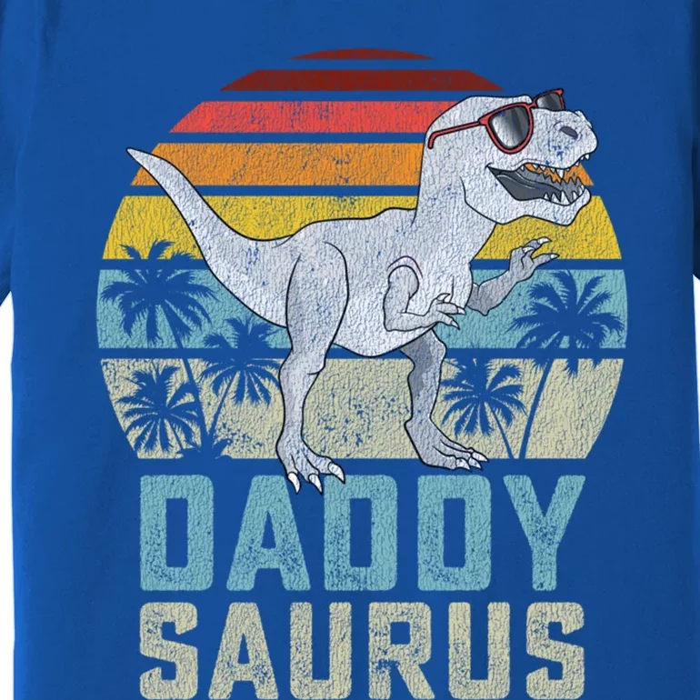 Daddysaurus T Rex Dinosaur Daddy Saurus Family Matching Gift Premium T-Shirt