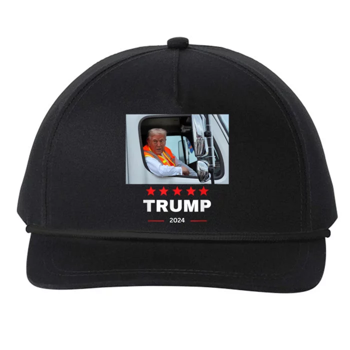 Donald Trump Rides In Garbage Truck Snapback Five-Panel Rope Hat