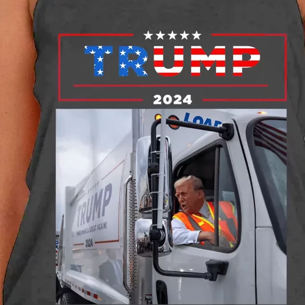 Donald Trump Rides In Garbage Truck Women's Knotted Racerback Tank