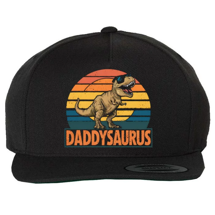 Daddysaurus T Rex Dinosaur Daddy Saurus Family Matching Gift Wool Snapback Cap