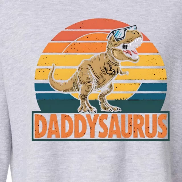 Daddysaurus T Rex Dinosaur Daddy Saurus Family Matching Gift Cropped Pullover Crew