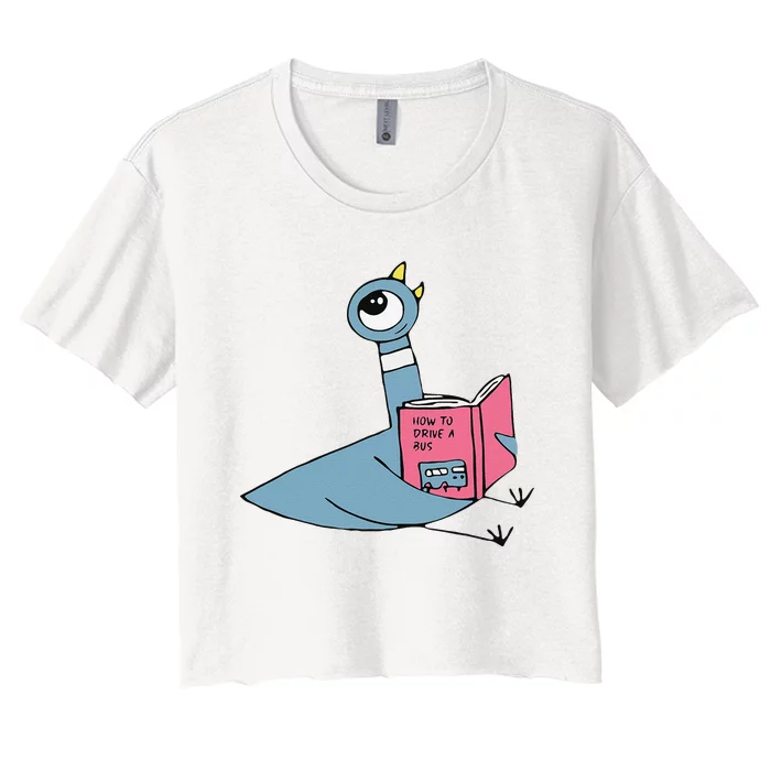 Driven To Read Pigeon Library Reading Books Reader Gift Women's Crop Top Tee