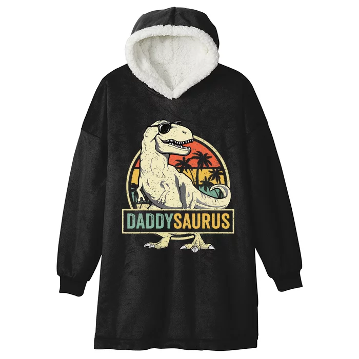 Daddysaurus T Rex Dinosaur Daddy Saurus Fathers Day Gift Dad Hooded Wearable Blanket