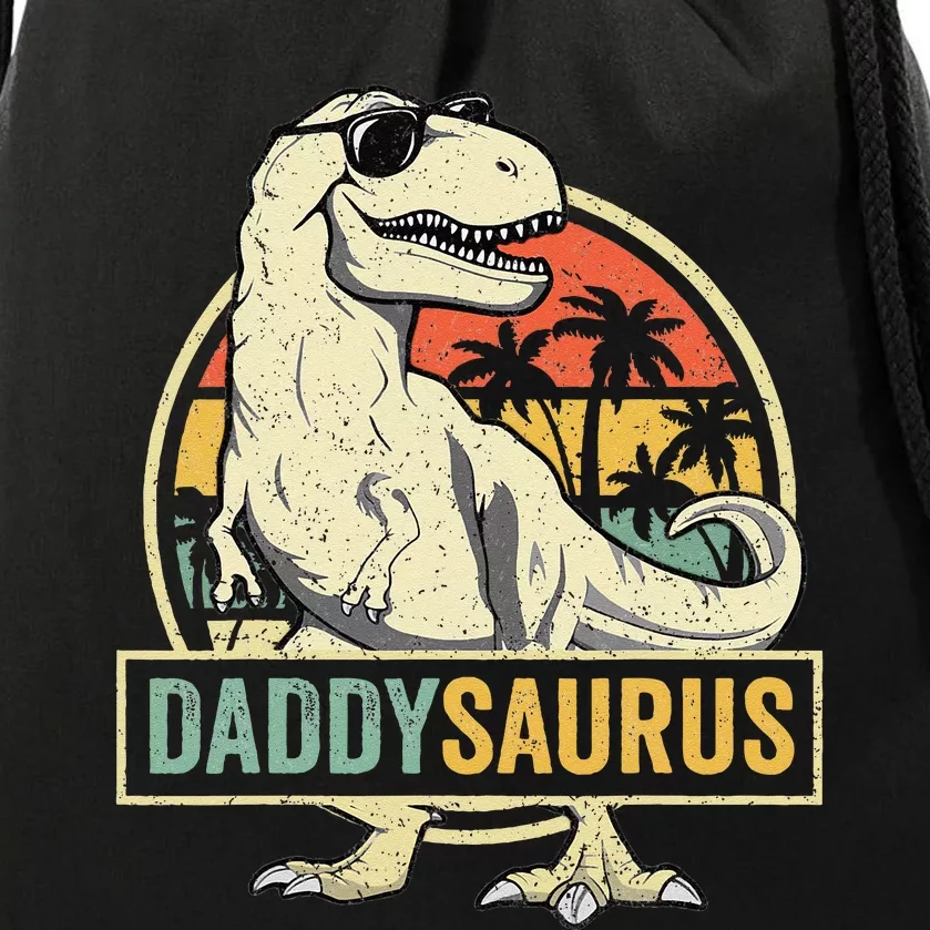 Daddysaurus T Rex Dinosaur Daddy Saurus Fathers Day Gift Dad Drawstring Bag