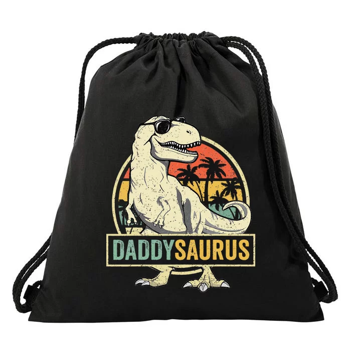 Daddysaurus T Rex Dinosaur Daddy Saurus Fathers Day Gift Dad Drawstring Bag